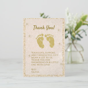 Glitzer Footprint Baby Boy Danke Karte