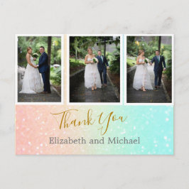Glitzer Foto Collage Elegante Hochzeit Vielen Dank Postkarte