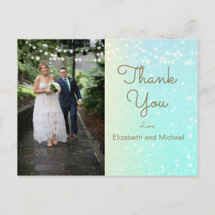 Glitzer Foto Moderne Lichter Hochzeit Vielen Dank Postkarte