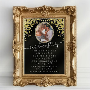 Glitzer Foto Unsere Liebe Story Timeline Hochzeit Poster