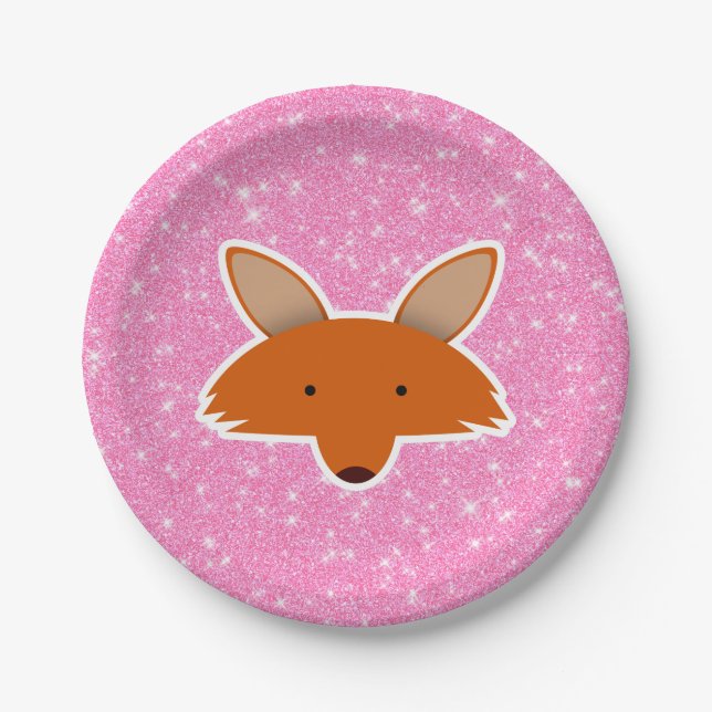 Glitzer Fox Pappteller (Vorderseite)