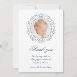 Glitzer Frame Blue Bow Taufe Danke Karte