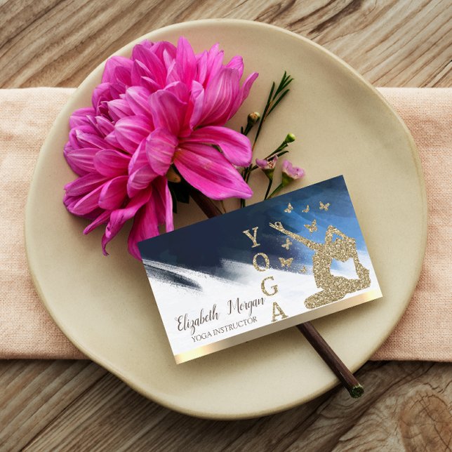 Glitzer Frauen Silhouette, Yoga Brush Stroke Visitenkarte (Von Creator hochgeladen)