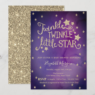 Glitzer Funkel Kleiner Stern Veilchen Babyparty Einladung