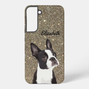 Glitzer Funkeln Boston Terrier Hund Süß Samsung Galaxy Hülle