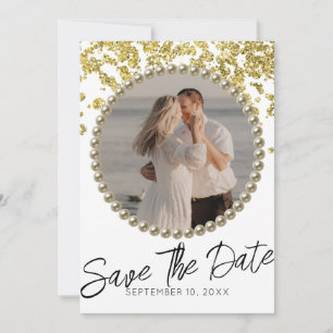 Glitzer Funkelnd Hochzeit Foto Save the Date Einladung