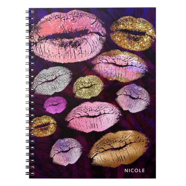 Glitzer Funkelnd Kiss Lips Beauty Makeup Trendy Notizblock (Vorderseite)