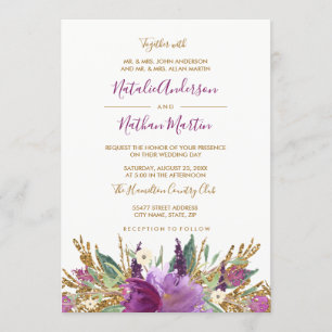 Glitzer Funkelnde Amethyst Hochzeitseinladung Einladung