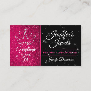 Glitzer Funkelnde Pinke Kronen Schmuck Accessoires Visitenkarte