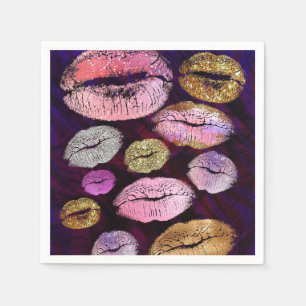 Glitzer Funkelnder Kuss Lippen Schönheit Make-up P Serviette