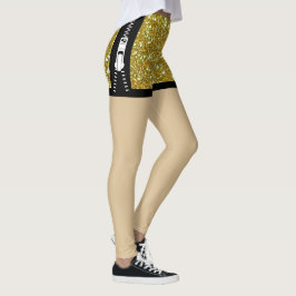 Glitzer funkelt goldfarben Einzigartiges Zipper Ch Leggings