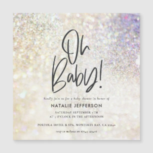 Glitzer funkelt klassisch oh Baby! Dusche Party Magnetkarte