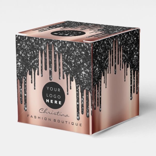 Glitzer für benutzerdefinierte Logos Schwarze Trop Geschenkschachtel (Vorderseite)