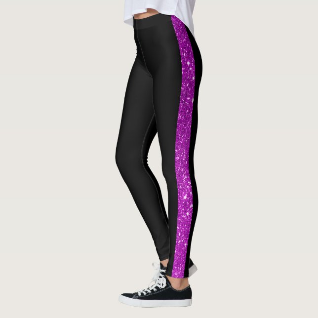 Glitzer für benutzerdefinierte Textseiten Schwarz Leggings (Links)