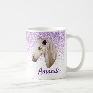 Glitzer für die Bezeichnung "Horse Lover Monogram" Kaffeetasse