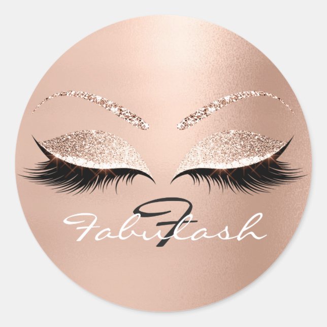 Glitzer für die weiße Monogramm Runder Aufkleber (Vorderseite)