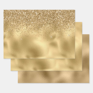 Glitzer für Goldmakrelen-Imitat Geschenkpapier Set