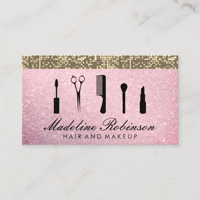 Glitzer für Haarpflege und Makeup Terminkarte (Vorderseite)