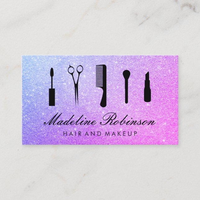 Glitzer für Haarpflege und Makeup Terminkarte (Vorderseite)