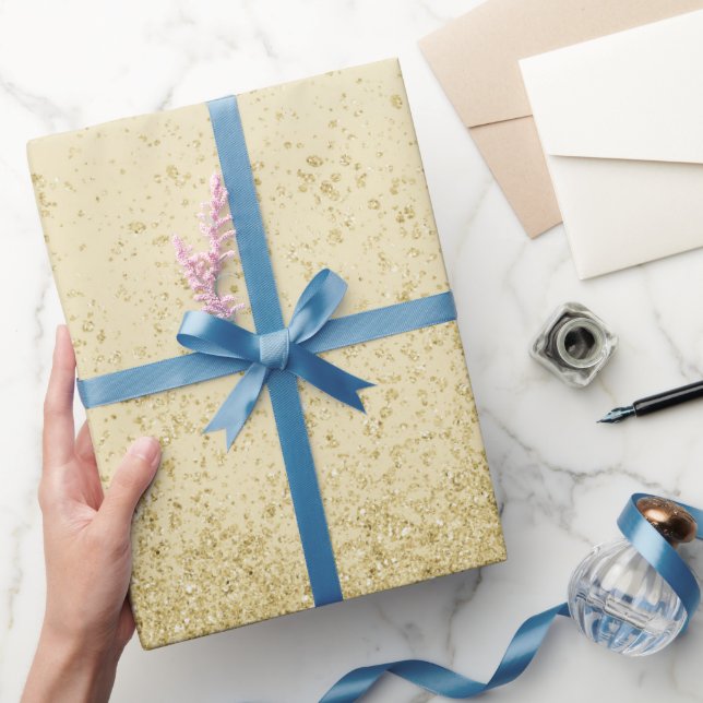 Glitzer für hellgelbe Imitate Geschenkpapier (Schenken)