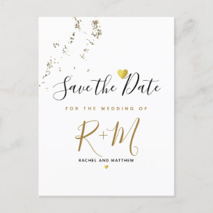Glitzer für Hochzeiten + Initialen Save the Date a Ankündigungspostkarte