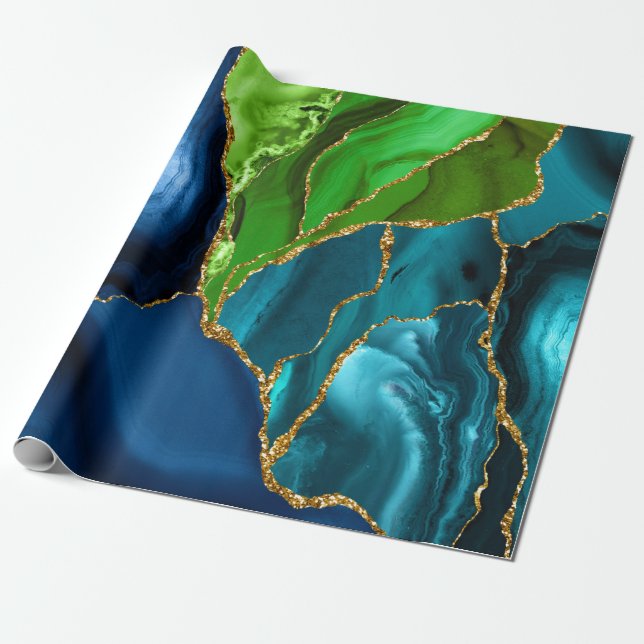 Glitzer für Imitate mit blauer, Lila und grüner Pf Geschenkpapier (Ungerollt)