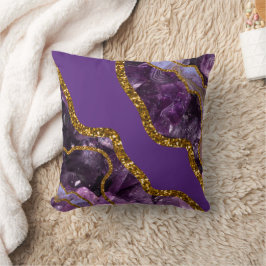 Glitzer für lila und Gold-Agate-Geode Kissen