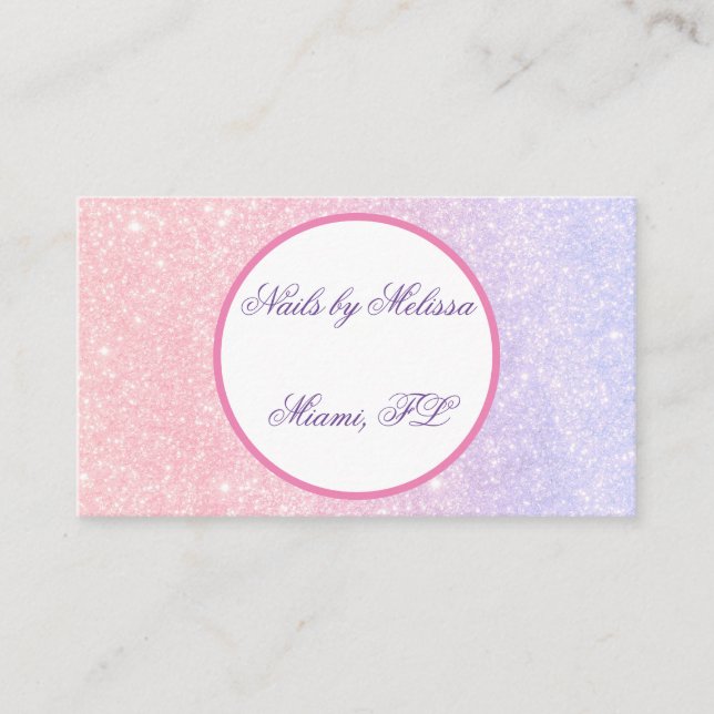 Glitzer für niedlich rosa Personalisierte Bezeichn Visitenkarte (Vorderseite)