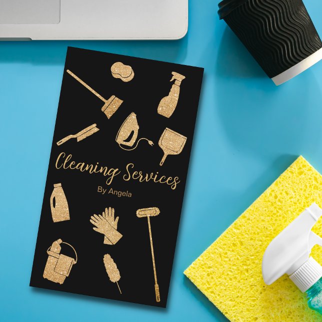 Glitzer für Reinigungsdienste mit vertikaler Schwa Visitenkarte (Von Creator hochgeladen)