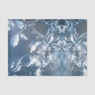Glitzer für Vintages blaues Blumenmotiv Seidenpapier