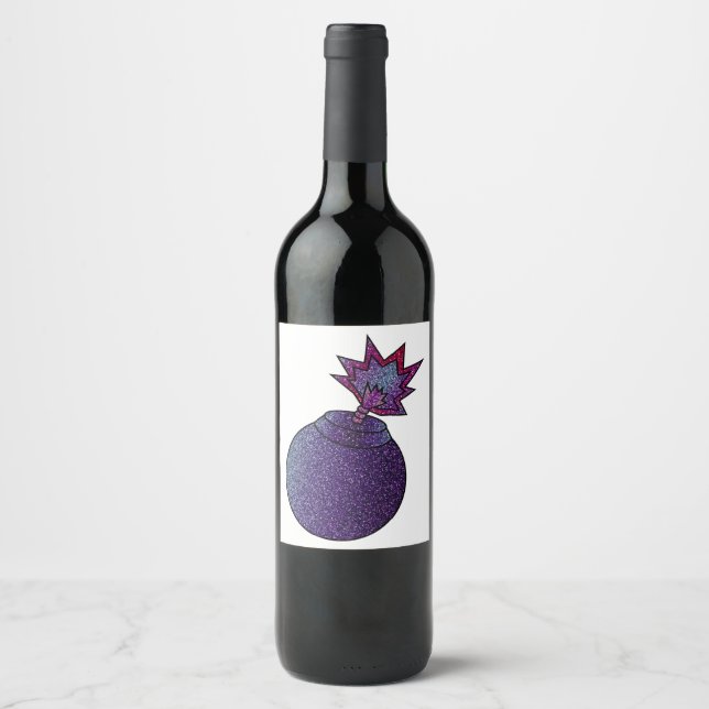 Glitzer Galaxy Bomb Weinetikett (Vorderseite)
