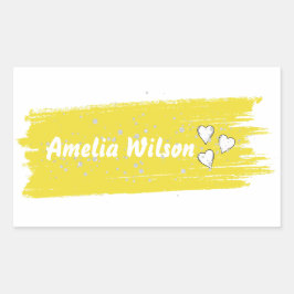 Glitzer gelber Brauch Nachname Rechteckiger Aufkleber