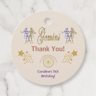 Glitzer Gemini, Goldene Stars Danke Geschenkanhänger