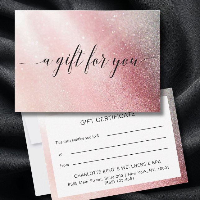 GLITZER-GESCHÄFTSBESCHEINIGUNG (GLITTER BUSINESS CERTIFICATE gift for you pink silver)