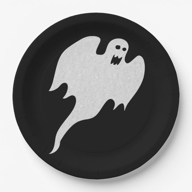 Glitzer Ghost Halloween Pappteller (Vorderseite)