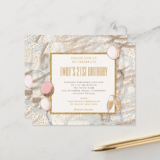Glitzer Girl 21. Party Geburtstagsfeier Einladung