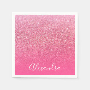 Glitzer Girl Funkelnd Rose Rosa Skriptname Benutze Serviette