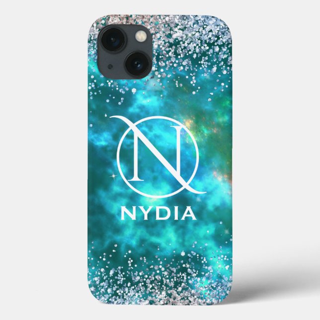 Glitzer Girly Sweet 16 Aquamarin Case-Mate iPhone Hülle (Rückseite)