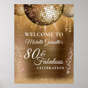 Glitzer Glam 80 & Fantastisches Goldenes Disco Bal Poster
