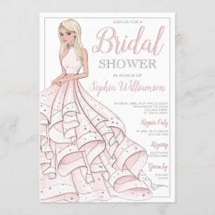 Glitzer Glam Blonde Bride Brautparty Einladung