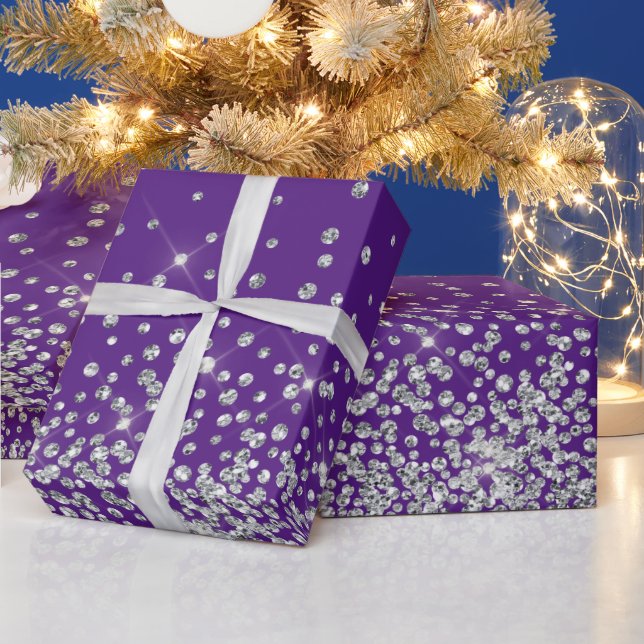 Glitzer glam Diamantfunkel Kristall lila Geschenkpapier (Feiertage)