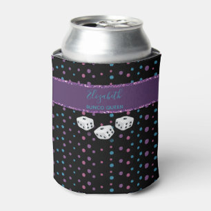 Glitzer Glam Girly Dice Monogram Bunco Can Cooler Dosenkühler