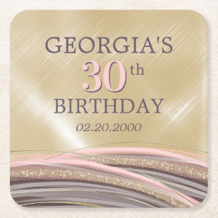 Glitzer Glam Rose Gold Geburtstag Rechteckiger Pappuntersetzer