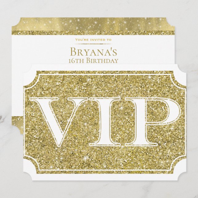 Glitzer Glam VIP Party Event Ticket Einladung (Vorne/Hinten)