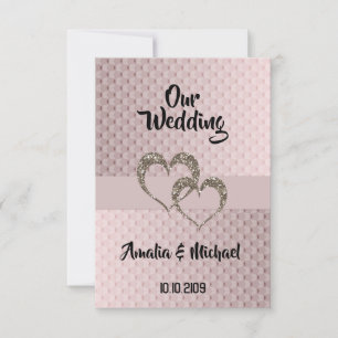 Glitzer glänzen zwei Herzen Hochzeit Liebe perso Einladung
