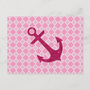 Glitzer-Glitzern-Anker in rosa Quarterfolie Postkarte