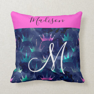 Glitzer Glitzern Mermaid Crowns Monogram Kissen