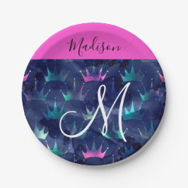 Glitzer Glitzern Mermaid Crowns Monogram Pappteller