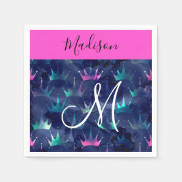 Glitzer Glitzern Mermaid Crowns Monogram Serviette
