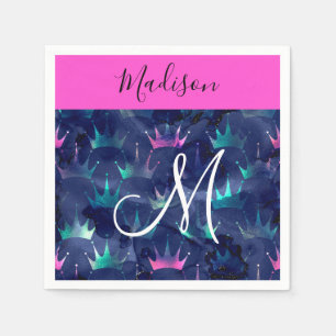 Glitzer Glitzern Mermaid Crowns Monogram Serviette
